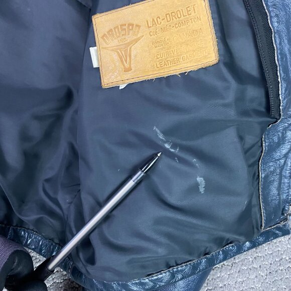 Vintage Drospo Cafe Racer Leather Jacket Men's 42 Gray Motorcycle Biker Talon - Picture 9 of 15